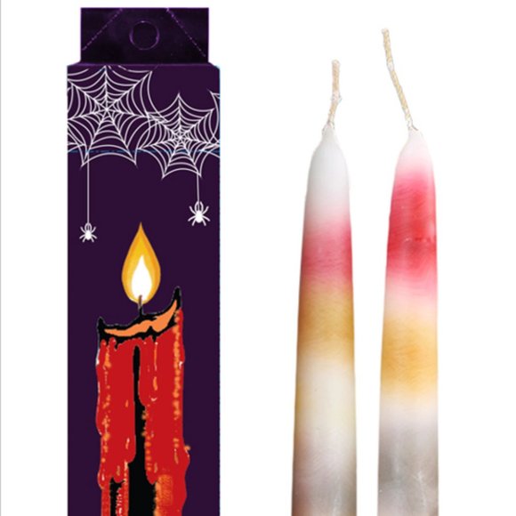 ⭐️2 FOR $20⭐  HALLOWEEN MULTI-COLOR DRIP TAPER CANDLES - Set of 2 - Picture 2 of 3